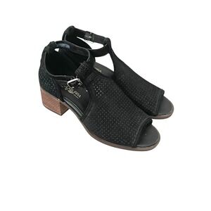 Koolaburra by UGG Black Suede  Ankle Strap Block Heel Sandals Women's Size 6